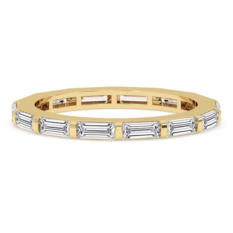 Yellow Gold Anniversary Band Lab Grown 1.30 TCW Baguette Diamond Eternity Band