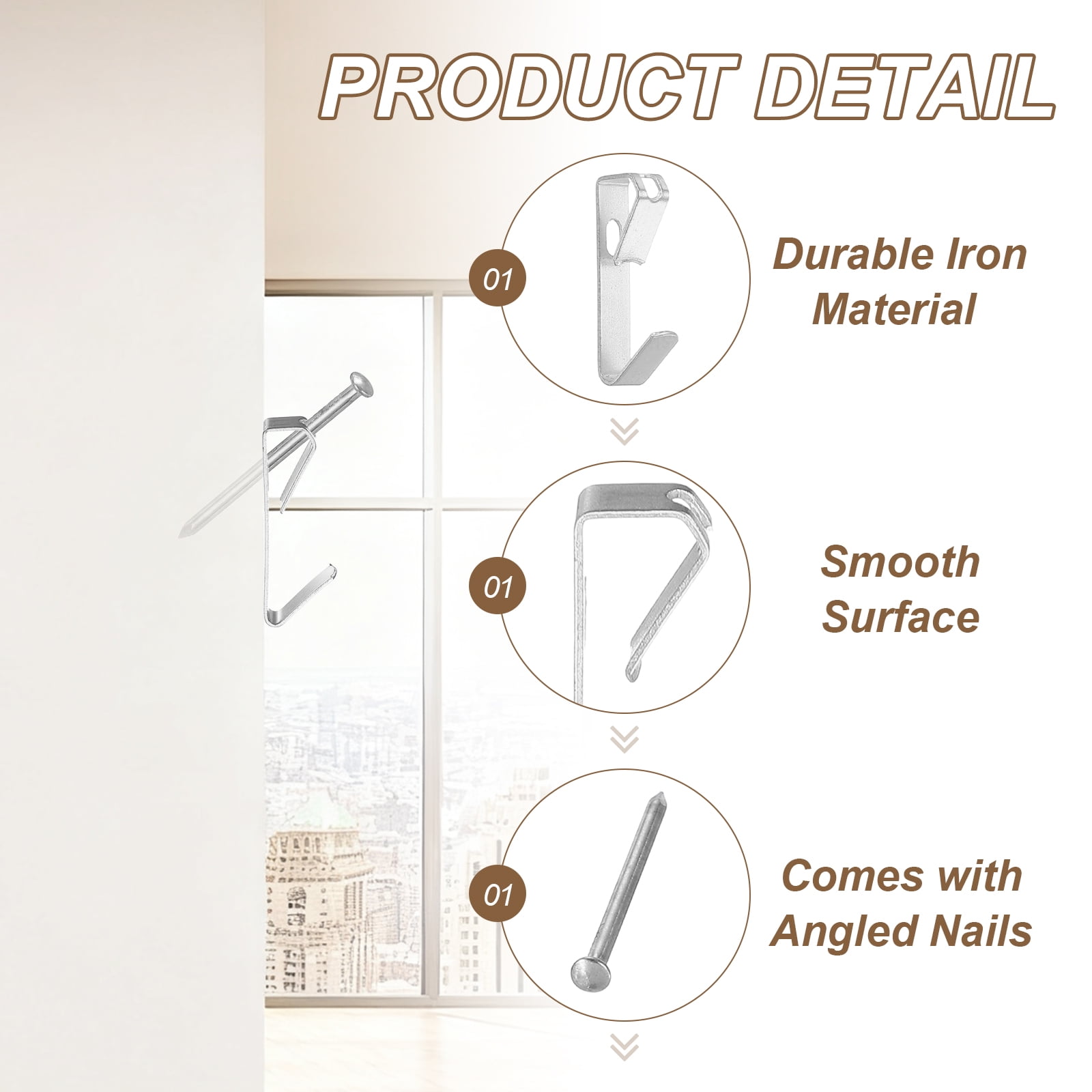Uxcell 38 Pcs Picture Hangers, 100lb Picture Hanging Hooks Hardware Drywall Frame Hangers Painting Wall Hooks with Nails for Pictures Clocks Mirrors, Home Decoration, Silver