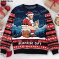 thumbnail image 3 of Suéteres de punto navideños feos con personajes/mascotas personalizados y fotos personalizadas, jerséis de regalo de Navidad, tops para parejas, fiestas, unisex, informales, 8, 3 of 5