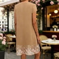thumbnail image 5 of Mini Dresses for Women Crewneck Short Sleeve Sundress Loose Flowy Printed Vacation Party Wedding Guest Dresses S-2XL, 5 of 6