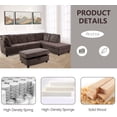 thumbnail image 6 of Ponliving Furniture_Corduroy L Shape Sectional Sofa with Storage Ottoman, Espresso, Right Hand Facing Chaise, 6 of 7