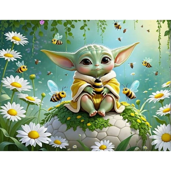 Diamond Painting Kits for Adults Yoda Baby DIY 5D Diamond Art Kits for Kids Beginners Full Drill Diamond Dots Crystal Craft Kits for Home Wall Art Bedroom Decor Gifts 16x12inch