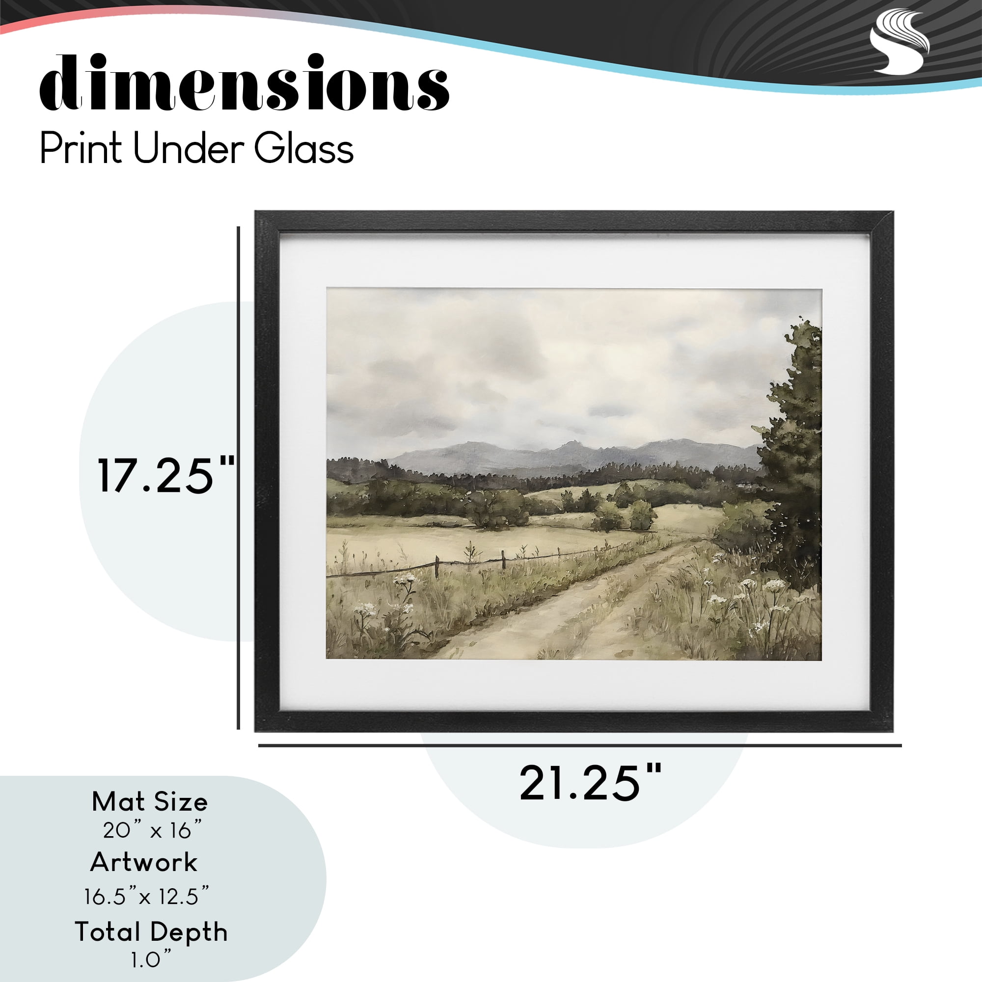 Stupell Industries Muted Meadow Lane Black Framed Print Under Glass, design by Riley B
