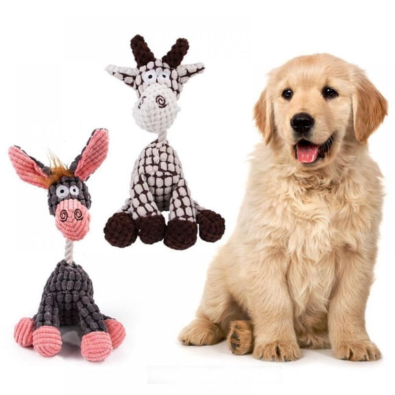 Dog Toy with Squeak, Pet Dogs Bite-resistant Molar Training Doll, Donkey Stuffed Animal Interactive Toy