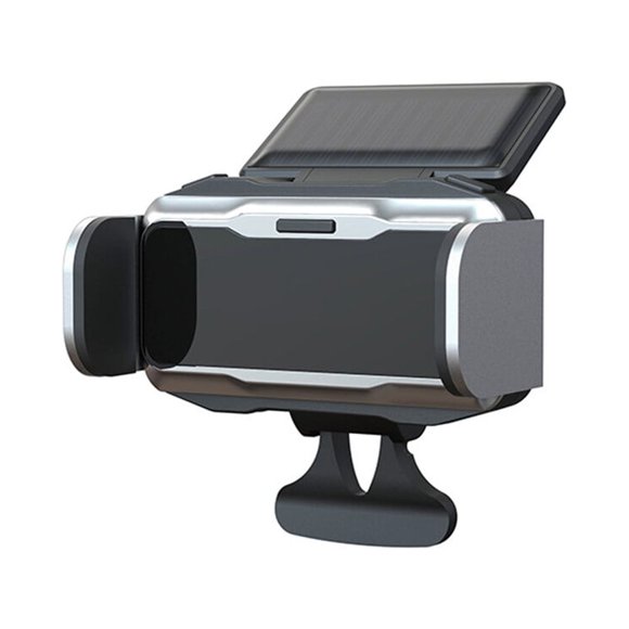 enqiretly Car Phone Holder Solar Charge Bracket Metal Clip Arm 360 Degree Rotating Design with Nonslip Mat Practical Mobile Accessories