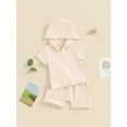 thumbnail image 3 of Suealasg Toddler Baby Girl Summer Outfits Short Sleeve Hooded T-shirt and Elastic Shorts 2Pcs Clothes Set for Girl, 3 of 9