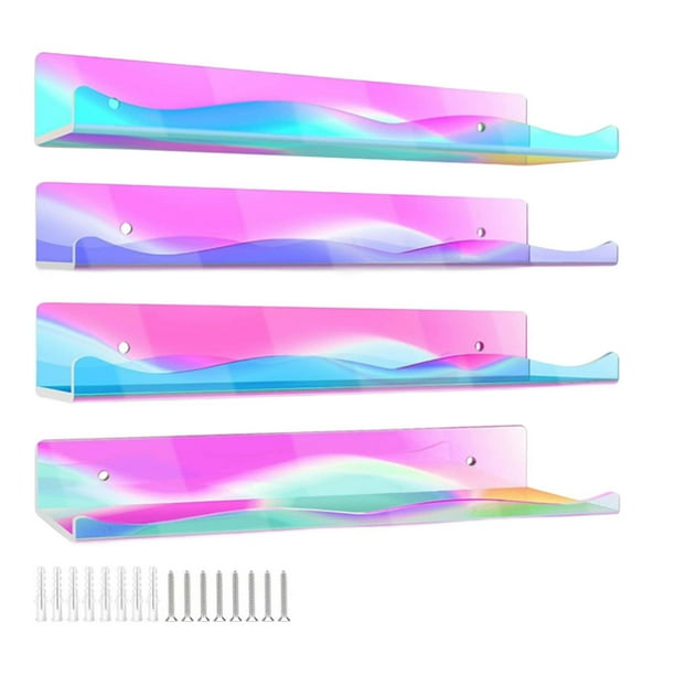 4 Uds. Estantes flotantes de acrílico, repisa de pared, estantería de pared, estantes de exhibición multifuncionales, estantes de pared para