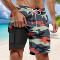 thumbnail image 2 of IWRICH Men's Swim Trunks with Compression Liner Bathing Suit Quick Dry Stretch Drawstring Shark Printed 2-in-1 Shorts with Pockets 01-Orange M, 2 of 4