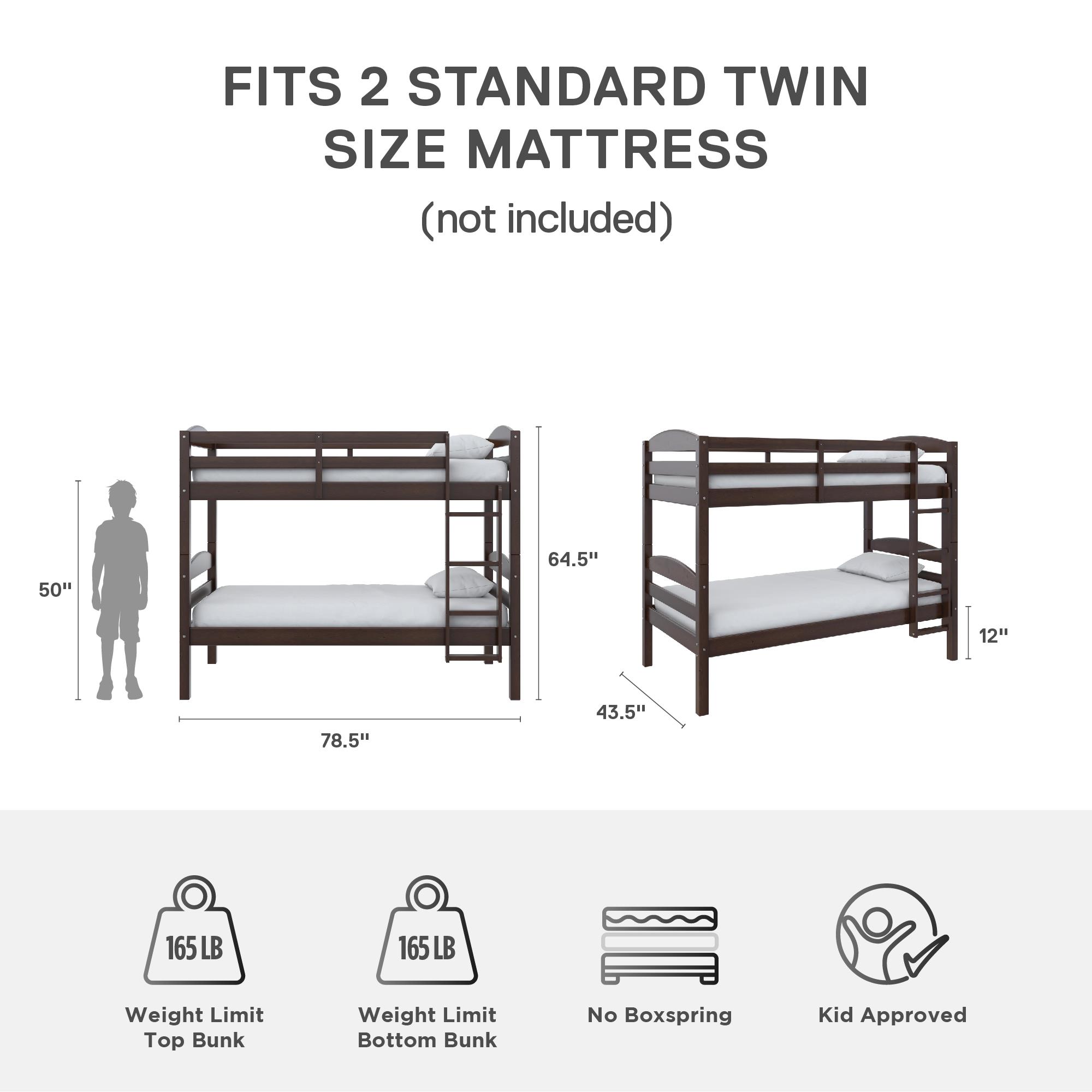 Better Homes & Gardens Leighton Twin-over-Twin Bunk Bed, Mocha photo 5