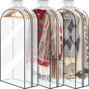 DAKOMM 43'' Hanging Garment Bag for Storage, 3 pack 10'' Suit Bags for Closet Storage, Garment Bags for Haning Clothes, Garment Covers with Side Zipper for Coats & Jackets,PEVA Material Waterproof an