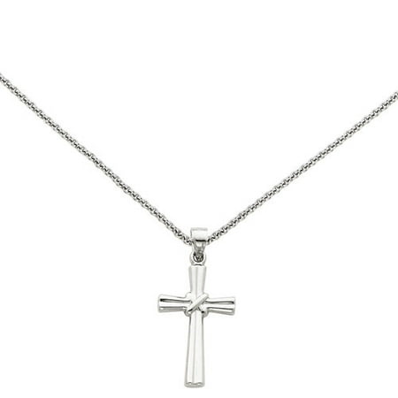 14kt White Gold Hollow Cross Pendant