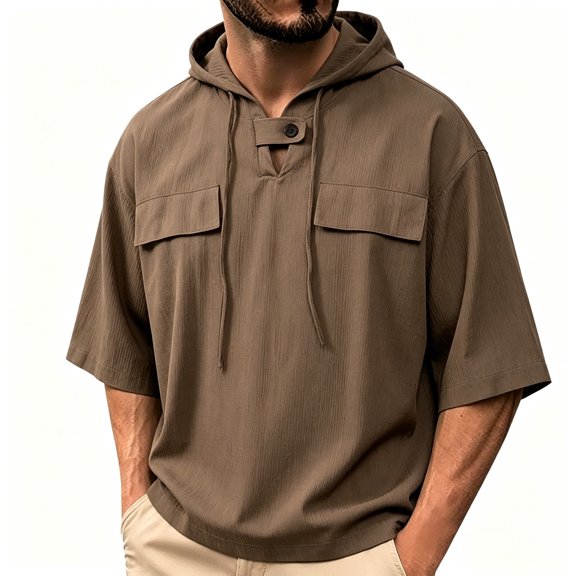Qiyinn Men's Short-sleeve Hooded Sweatshirt