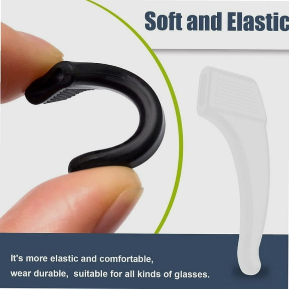 Anti-Slip Eyeglass Ear Grips Hook, Comfortable Silicone Elastic Eyeglasses Temple Tips Sleeve Holder-For Eyeglasses Sunglasses Spectacles Glasses Reading 14 Pairs (7 Black & 7 Clear)