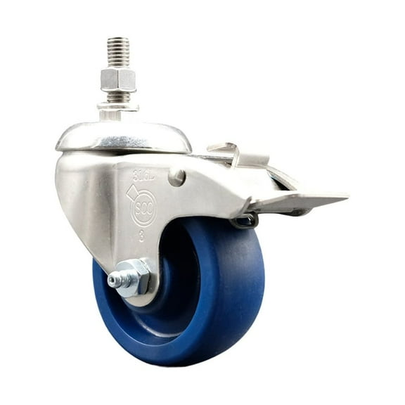 3 Inch 316SS Solid Polyurethane Swivel ½ Inch Stem Caster Total Lock Brake SCC