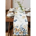 thumbnail image 4 of Fall Botanical Leaves Burlap-Cotton Table Runner 70 Inches Long,Blue Orange Brown Eucalyptus White Farmhouse Table Runners,Outdoor Dining Tablecloths Decor for Baby Shower Party Wedding 13x70, 4 of 9