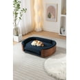 thumbnail image 4 of Scandinavian Elevated Dog Bed Pet Sofa With Solid Wood Legs Walnut Bent Wood Back and Cashmere Cushion for Large Dogs, 4 of 9