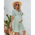 thumbnail image 3 of Yesfashion Women's Maternity Pleated Short Sleeve Wrap V Neck Summer Midi Dress Casual Nursing Dress, 3 of 5