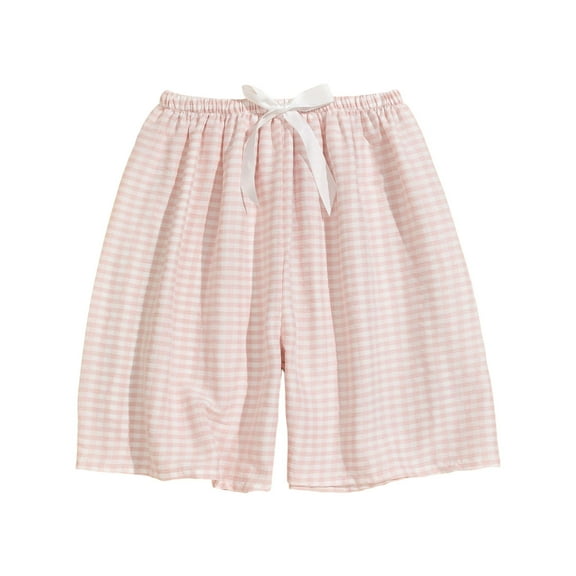Tsesme Women's Plaid Shorts Casual Summer Wide Leg Sleep Shorts Summer Comfy Home Gingham Pajama Shorts