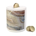 thumbnail image 3 of Marble Print Piggy Bank, Surreal Onyx Stone Surface Pattern Pale Blue Details Picture, Ceramic Coin Bank Money Box for Cash Saving, 3.6" X 3.2", Cinnamon Beige Tan, by Ambesonne, 3 of 4