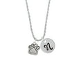 thumbnail image 2 of Delight Jewelry Silvertone Large Paw Silvertone Script Initial Disc - N - Charm Necklace, 20"+3", 2 of 4