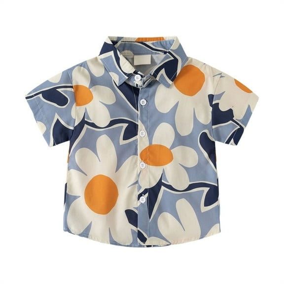 KAUOD Western Baby Boy Clothes Button Down Short Sleeve Shirts Country Cowboy Dress Shirt Tops Summer Vintage Clothes