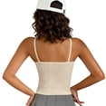 thumbnail image 4 of Womens Cami Tank Tops Spaghetti Strap Floral Lace Sleeveless Ribbed Summer Casual Crop Top( Beige, Free Size ), 4 of 5