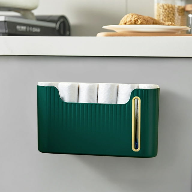Organizador dispensador de bolsas de plástico para pared o adhesivo | Almacenamiento colgante para bolsas de supermercado | Soporte lavable y reutilizable para bolsas de basura | Blanco, verde y