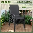 thumbnail image 6 of Hyxoo Patio Chairs Teslin Stackable Outdoor Chairs Dining Chairs Set of 4 for Lawn Balcony Porch Outside (Black), 6 of 7