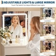 thumbnail image 5 of Ataucjin Vanity Desk with LED Mirror, Makeup Vanity Desk with 4 Drawers, Power Outlets, Storage Stool, Storage Shelves & Hair Dryer Holder , Adjustable 3 Lighting Modes, Makeup Vanity Set for Bedroom, 5 of 9