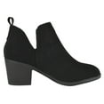 thumbnail image 3 of Top Moda Women Ankle Boots Slip-on Booties V Cut Sides Almond Toe Medium Stack Heel ZANDRA-7 Black Suede Nubuck 10, 3 of 3