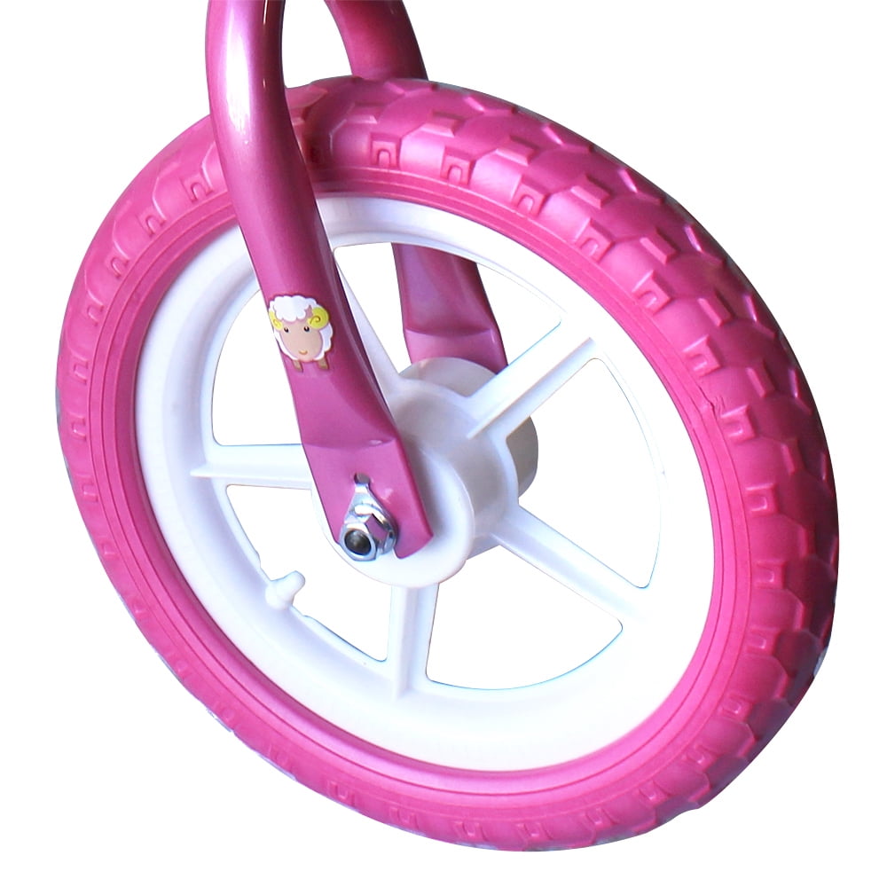 USToyOutlet 12" Kid's Beginner Bicycle for 2-4 Years Old Boys' and Girls' Bike Foam Tire for Indoor Use No Brake + Doll Seat - Pink