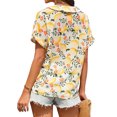 thumbnail image 5 of QAFOPEH Women Hawaiian Printed Lapel Collar Short Sleeve Single-Breasted Beach Top, 5 of 5
