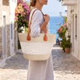 thumbnail image 4 of BadPiggies Women's Straw Shoulder Bag Large Rattan Woven Totes Handmade Summer Beach Handbag Top Handle Purse - White, 4 of 10