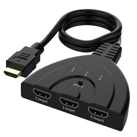 3-Port HDMI Splitter Switch Cable Cord 2ft 3 In 1 out Auto High Speed Switcher Splitter Support 3D,1080P For HDMI TV, PS3, Xbox (Best Cable Splitter For High Speed Internet)