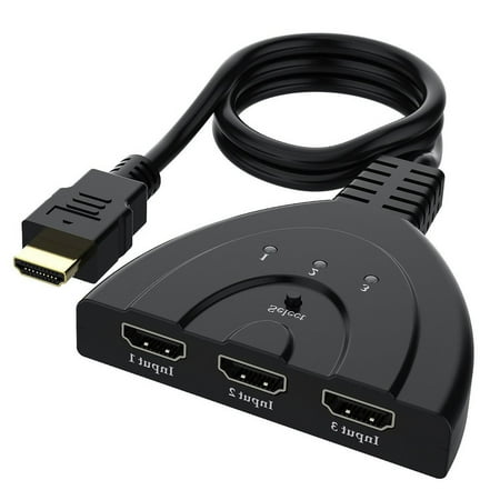 3-Port HDMI Splitter Switch Cable Cord 2ft 3 In 1 out Auto High Speed Switcher Splitter Support 3D,1080P For HDMI TV, PS3, Xbox (Best Hdmi Splitter For Gaming)