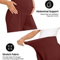 thumbnail image 5 of Amzcrzy Maternity Pants High Waist Over Belly Wide Leg Trousers Pants for Women with Pockets High Elastic Breathable Straight Leg Summer Pants for Pregnancy Red 2XL, 5 of 7