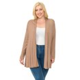 thumbnail image 1 of Pastel by Vivienne Women's Long Sleeve Jersey Plus Size Cardigan Mocha X-Large, 1 of 3