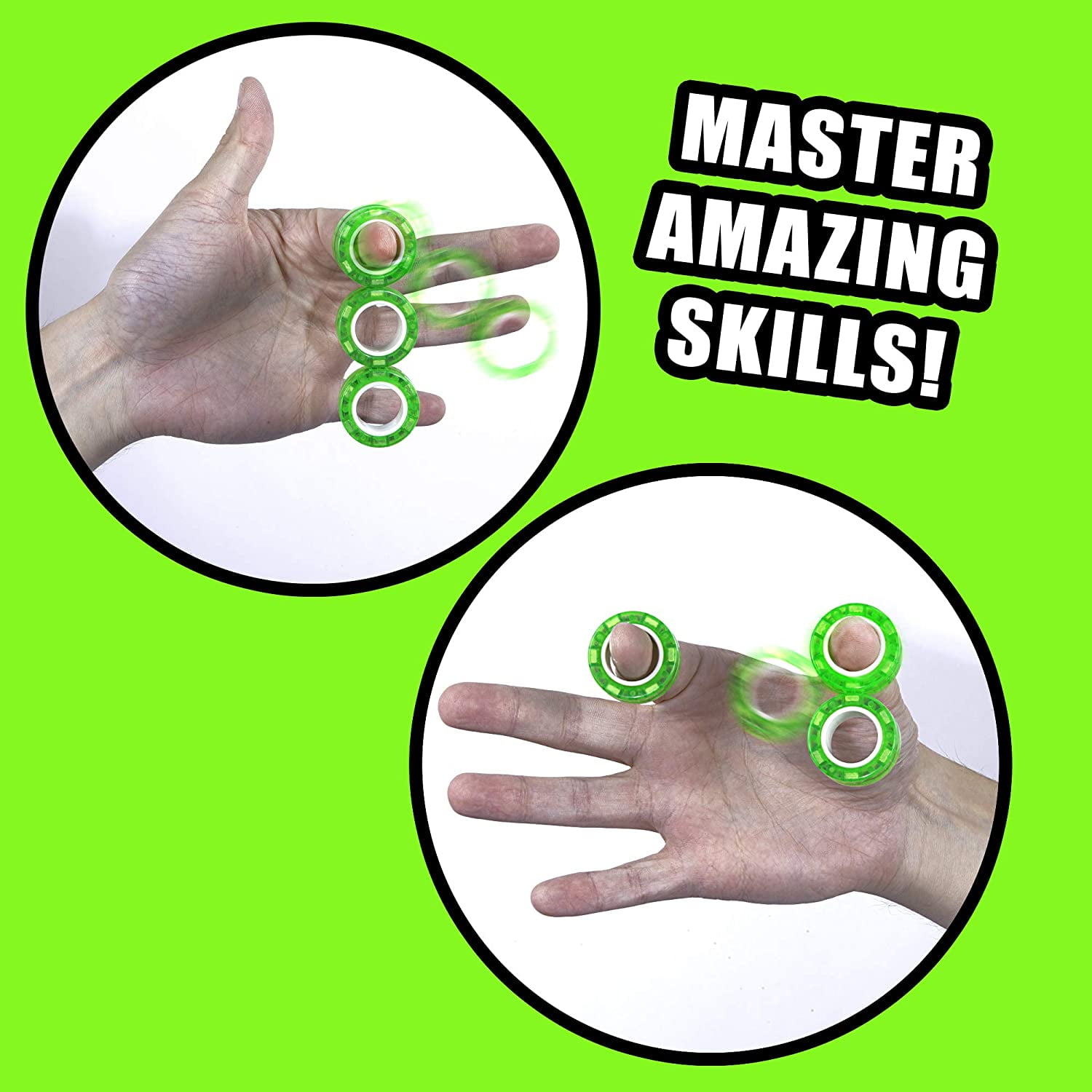 Green Glow Magnetic Ring Spinz Fidget Toy Children’s Fun Or Adult Stress Aid 