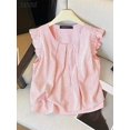 thumbnail image 4 of RWJDXD WUJS Femmes Débardeurs Rayés Coréens Sweety à Volants Sans Manches Mode Été 2024 Débardeur Col Rond Décontracté Ample Gilet de Bureau, 4 of 6