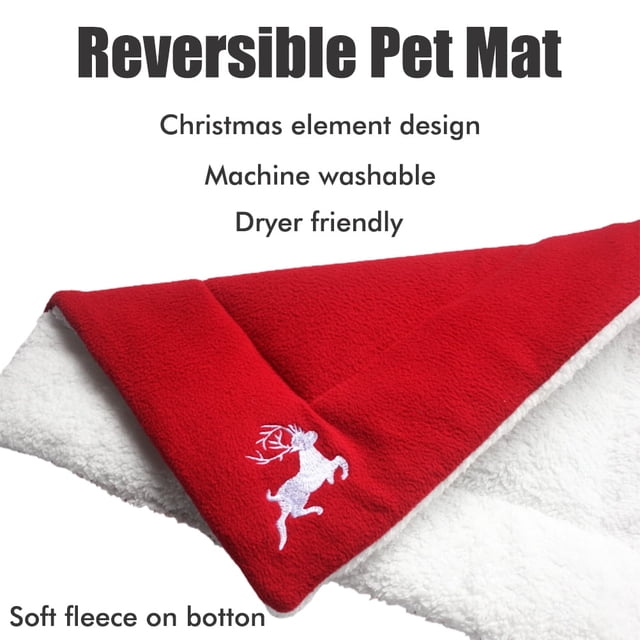 Estera de cama para perros y gatos con tema navideño, suave, cálida y gruesa, sofá tipo jaula para perrera, estera para perros pequeños, medianos y grandes para dormir