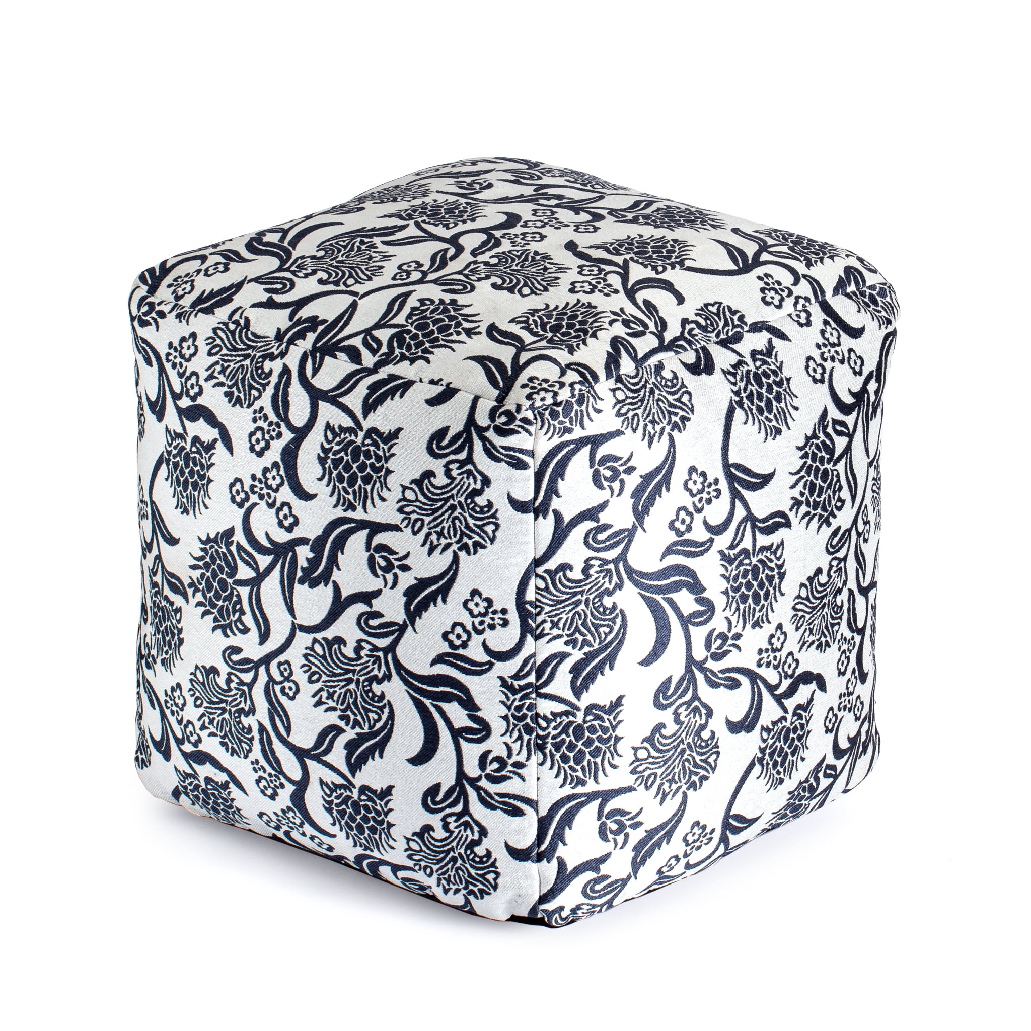 Chamonix Blue 18" x 18" x 18" Blue & Ivory Pouf