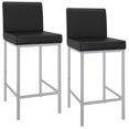 thumbnail image 4 of Contemporary Faux Leather and Metal 26" Counter Stool Set of 2 Black and Chrome, 4 of 6