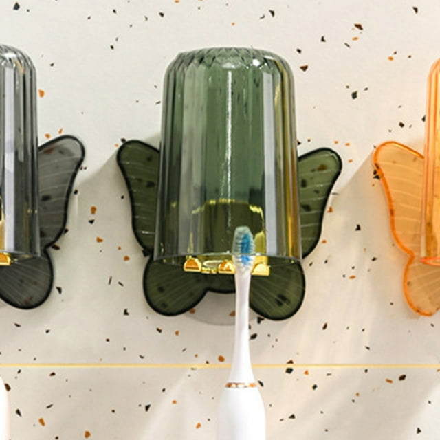 Oubit Plastic Toothbrush Holder,Wall Mounted Toothbrush Holder Wall Toothbrush Hanger No Punch Toothbrush Holder Class Leading Features