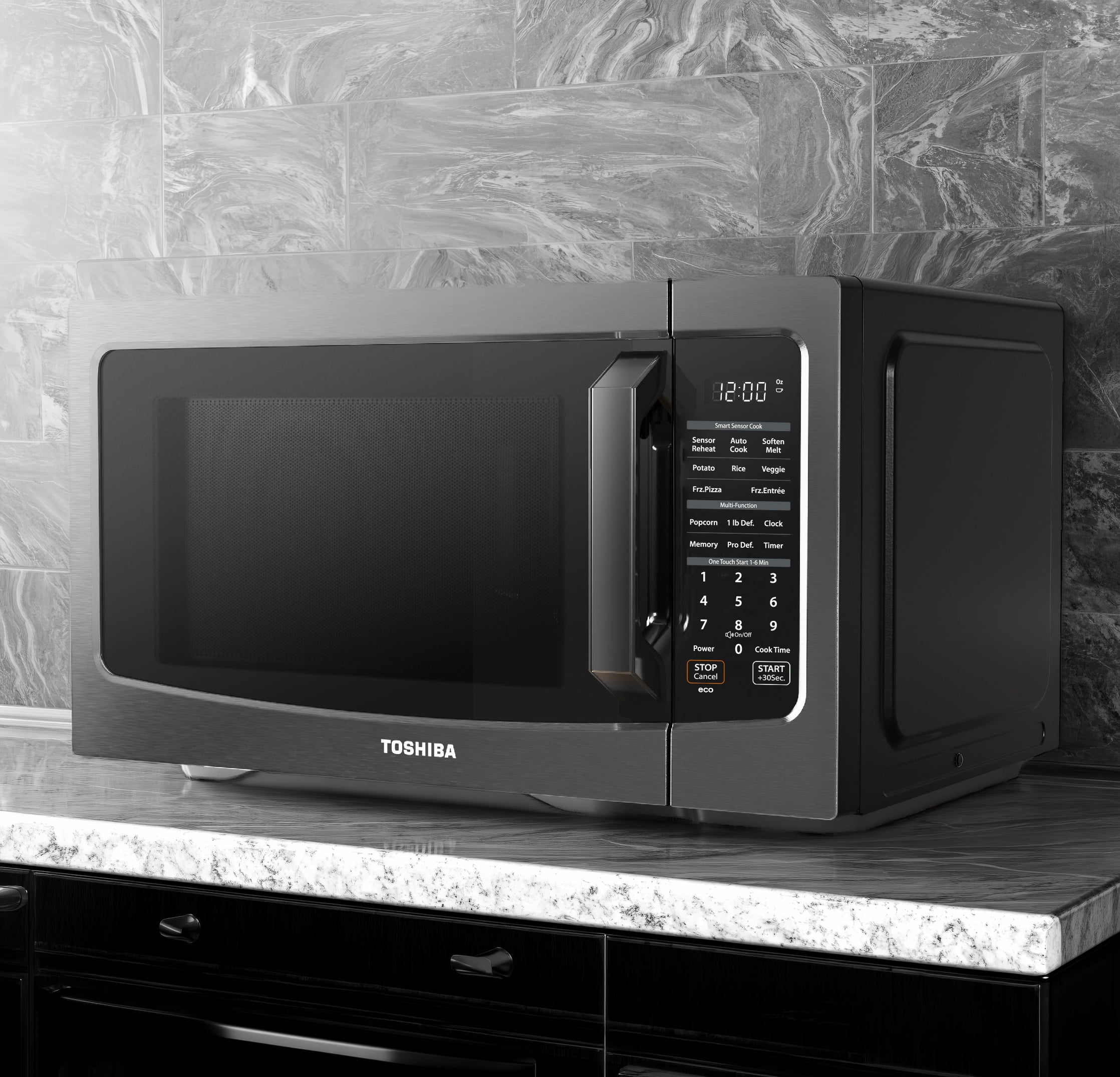 Toshiba 1.2 cu. ft. Black Stainless Steel 1000-Watt Microwave Oven