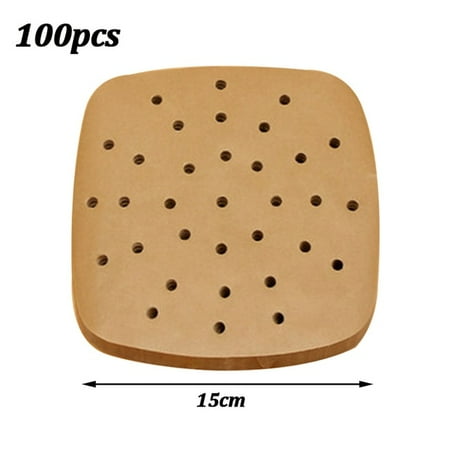

100 Sheets Oil-absorbing Paper Baking Non-Stick Steaming Mat Kitchen Bakeware Papers Air Fryer Paper Disposable Steamer Liners for Fryer