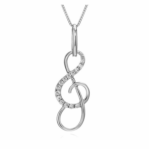 Vir Jewels 1/10 CTTW Diamond Musical Pendant 10K White Gold with 18 Inch  Chain Female Adult