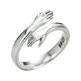 thumbnail image 4 of Falleo Clearance 925 Silver Hug Ring Fashionable Versatile Adjustable Hugging Hands Open Ring for Daughter Mom Sister Wife Friend Grandma White Gold, 4 of 5