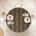 thumbnail image 4 of Ambesonne Art Deco Fitted Round Tablecloth, Minimalist Square Print, 56"- 60" Diameter, Apricot and Chocolate, 4 of 5