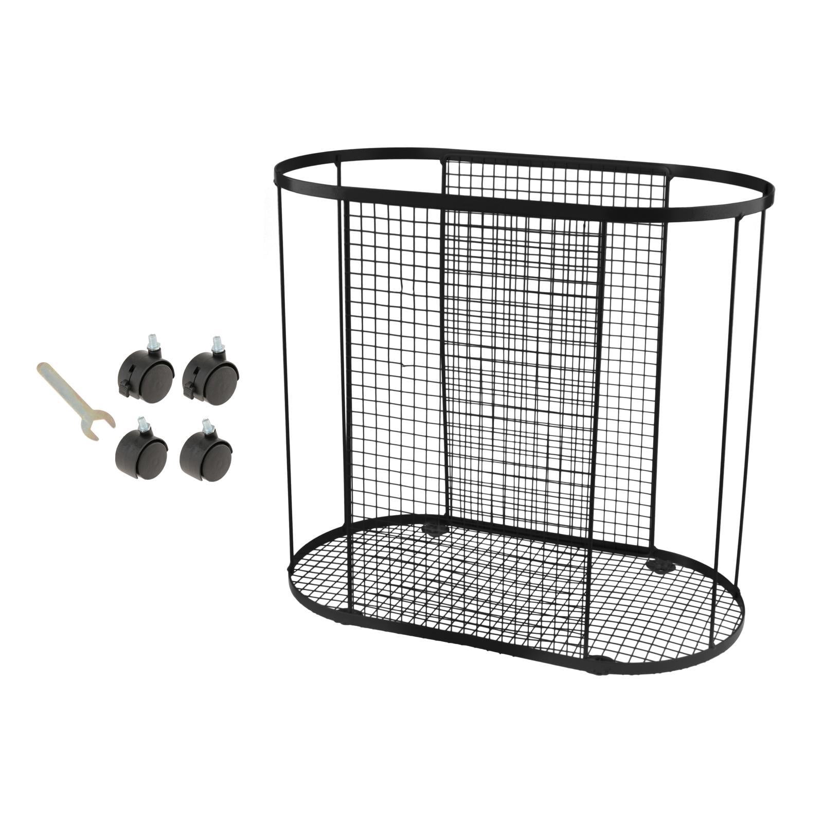 Dualoai Yoga Mat Storage Rack Basket, Workout Equipment Home Gym Storage Rack with Wheels for Dumbbell Kettlebells Resistance Bands Black