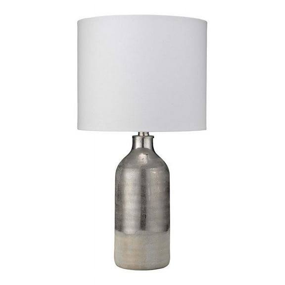 Eden Home Coastal Ceramic Table Lamp in Silver Taupe/Off-white